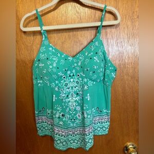 No Boundaries Green Floral Tank